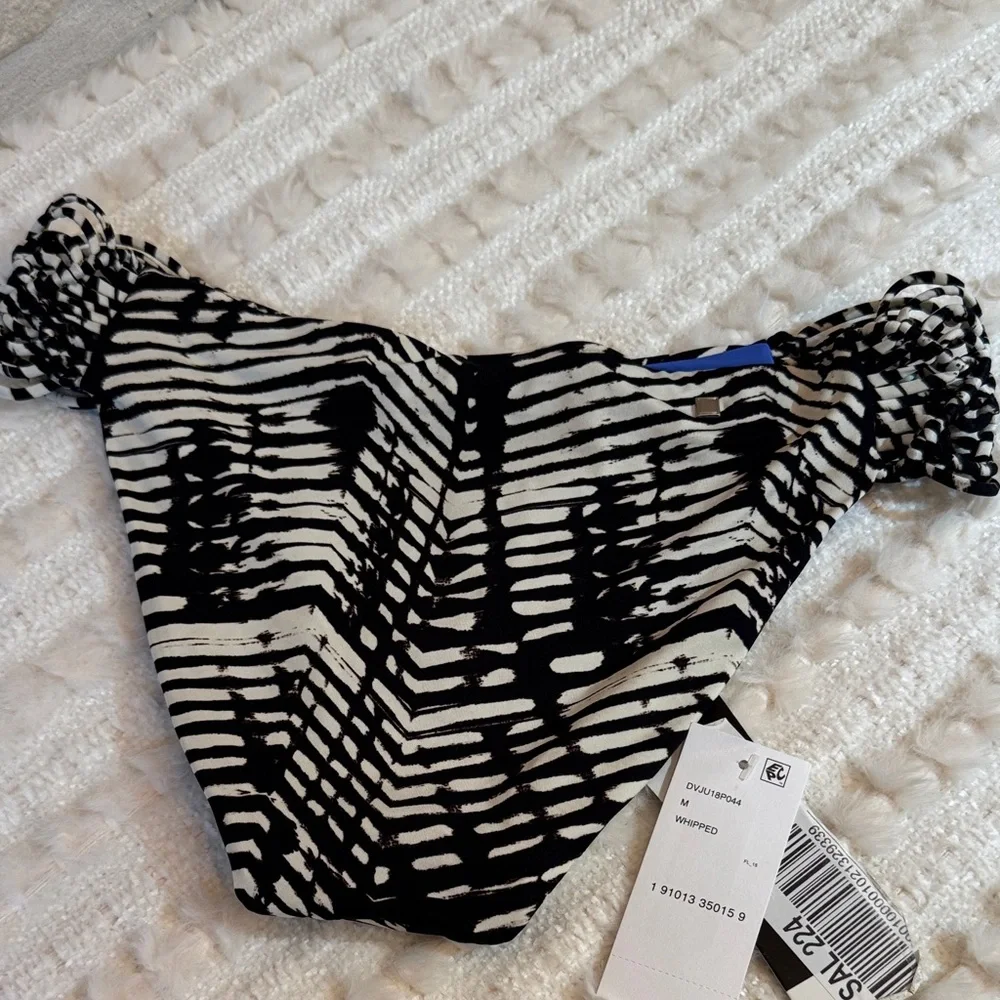 Dolce Vita-  Black and Cobalt Blue Printed Swim Bottom Waist: 15” - Picture 4 of 6